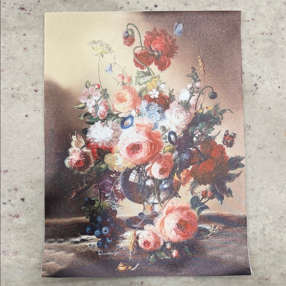 Floral Art Print on canvas 12x16” new